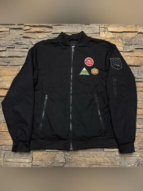 The North Face Flight Aviator Bomber Jacket Men’s Medium Black Patches Military